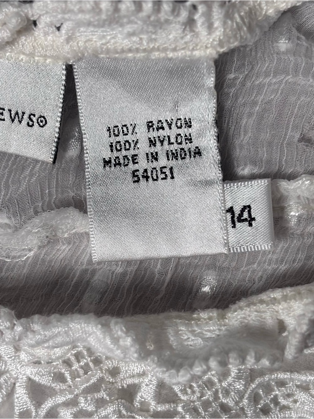 Newport News White Lace-Yoke Dot Sheer Blouse - Picture 6 of 11